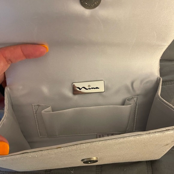 5/$30 ACCESSORIES BUNDLE Nina Shimmering Silver Evening Bag - Picture 5 of 6